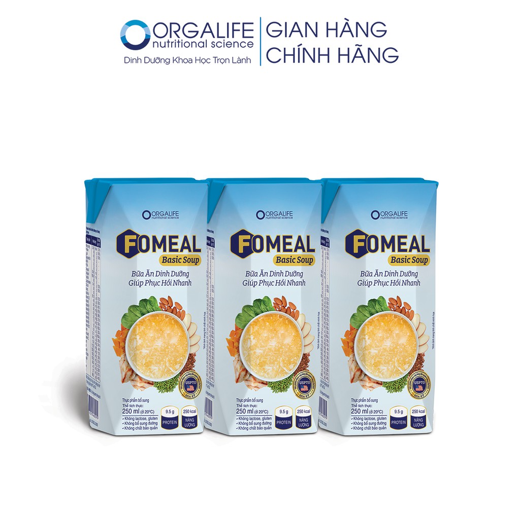 Thực phẩm dinh dưỡng cân bằng Fomeal Basic Soup Thùng 30 hộp 250ml - Bữa ăn thay thế, nâng cao sức khỏe người bệnh