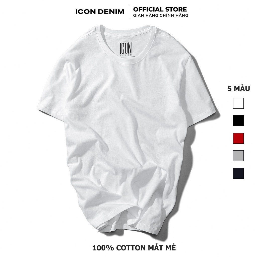 Áo Thun Nam Trơn 5 Màu Basic Phom Suông Unisex 100% Cotton Mỏng Mát Mẻ Phù Hợp Với Thời Tiết Nóng Bức ICON DENIM  ྇ aa