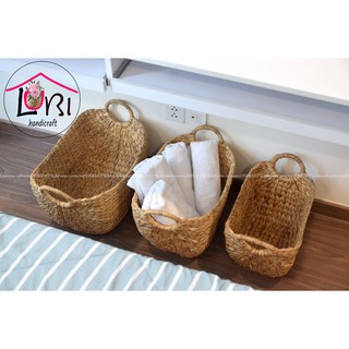 [Lubi Home] - Giỏ đựng đồ đan lục bình hình thuyền bộ 3 - sang trọng, tinh tế