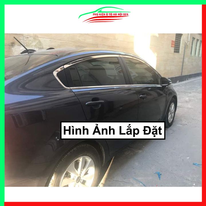 Bộ nẹp viền chân kính cong kính Kia Rio Hatchback Inox sáng bóng chuẩn form xe