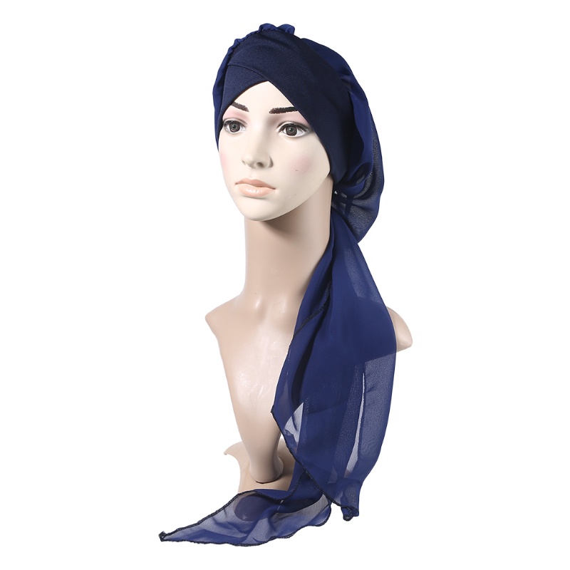 Mũ Trùm Đầu Chiffon Co Giãn Màu Trơn Phong Cách Hồi Giáo Cho Nữ