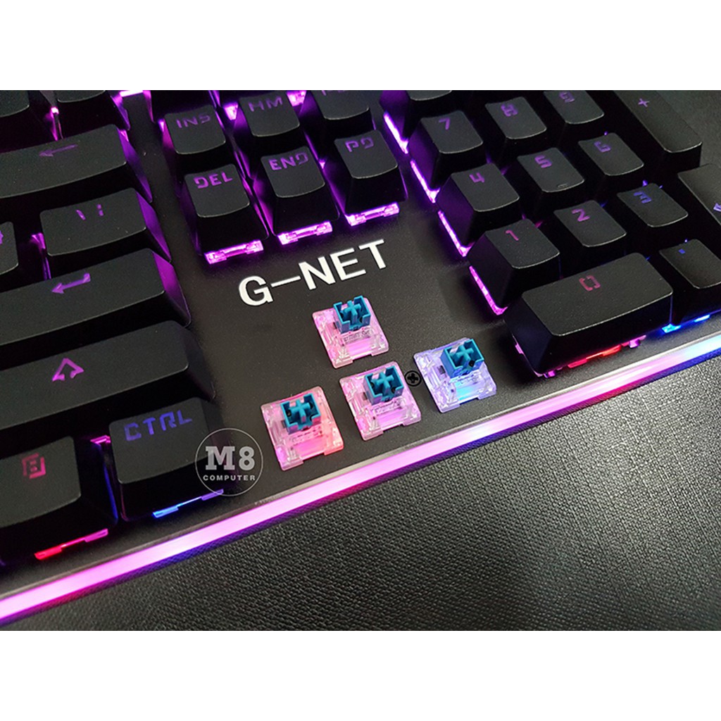 Bàn phím Gaming G-Net K68 - Led Rainbow - Blue Switch - Switch quang học - Màu đen - Bảo hành 12 tháng