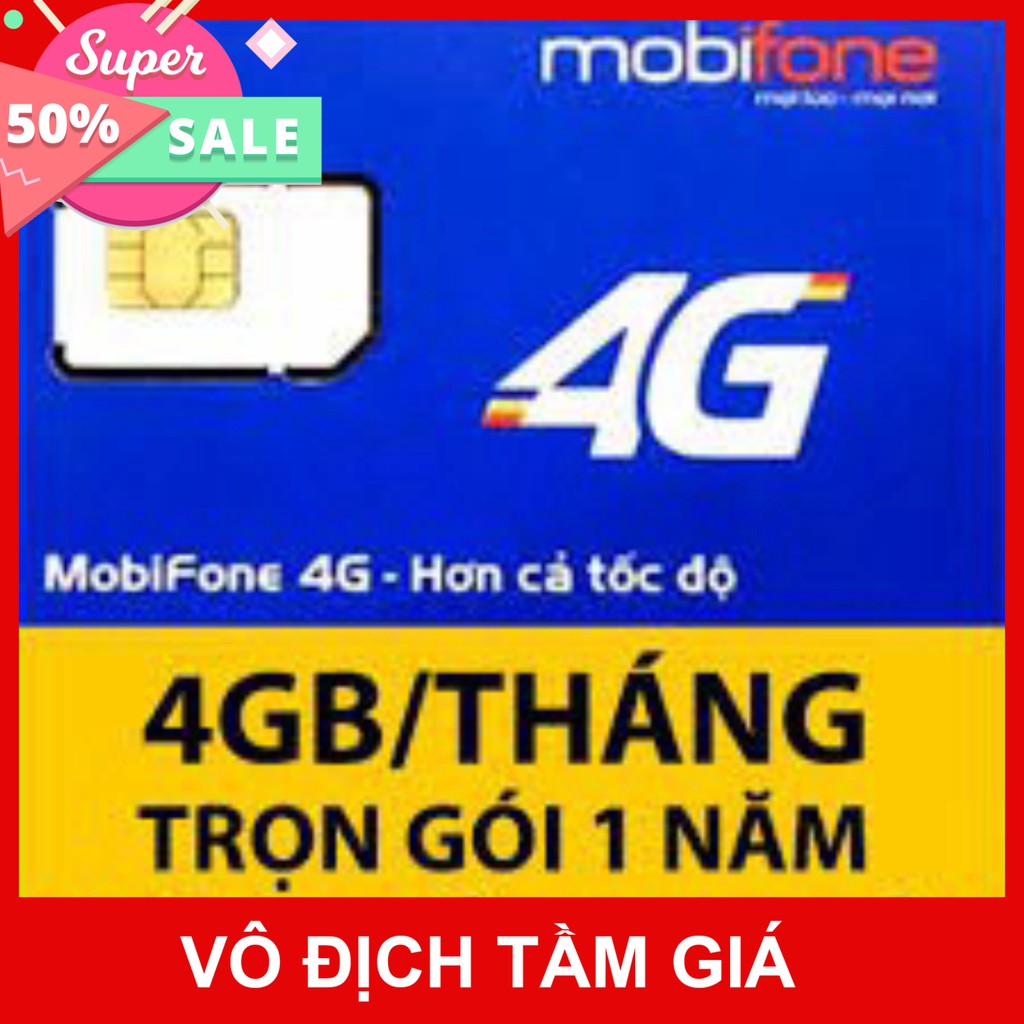 Sim 4G Mobifone F500NN MDT250A Trọn Gói 1 Năm (4GB/Tháng X 12 Tháng) .Không giới hạn dung lượng