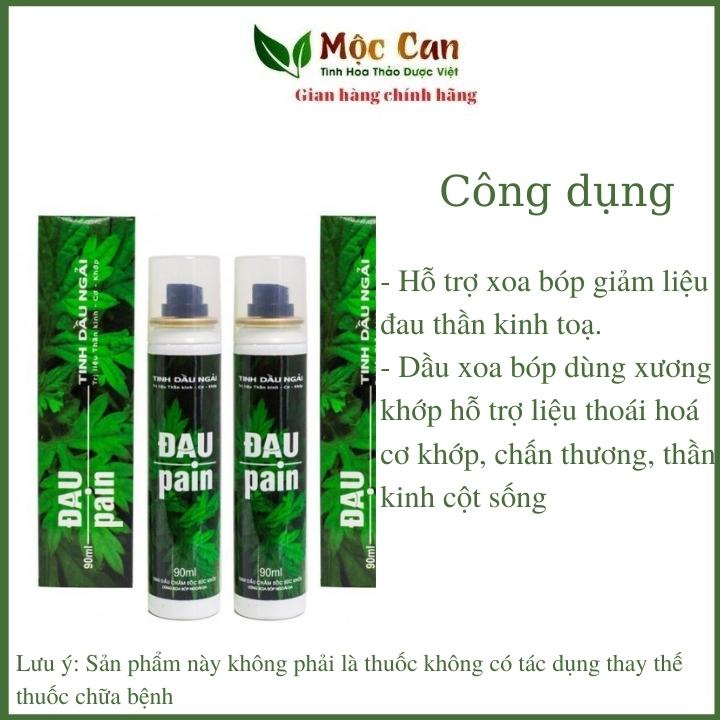 Dầu xoa bóp giảm đau Ngải Cứu Pain Oil Mộc Can ngải diệp xoa bóp ngoài da hết sưng đau mỏi tức thì chai 90ml