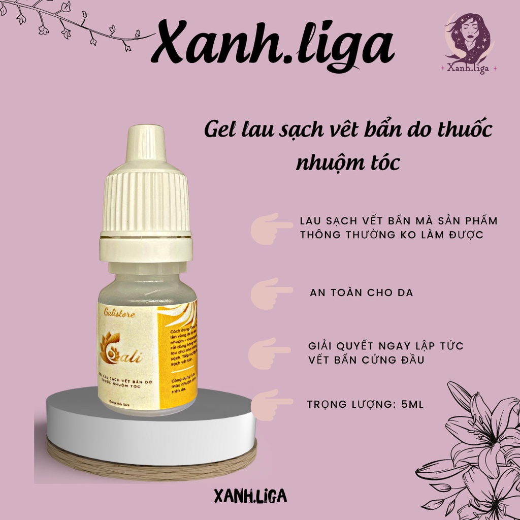 Gel lau chùi làm sạch vết bẩn do màu nhuộm tóc, dung dịch tẩy thuốc nhuộm tóc dính vào da đầu, cơ thể an toàn xanh.liga