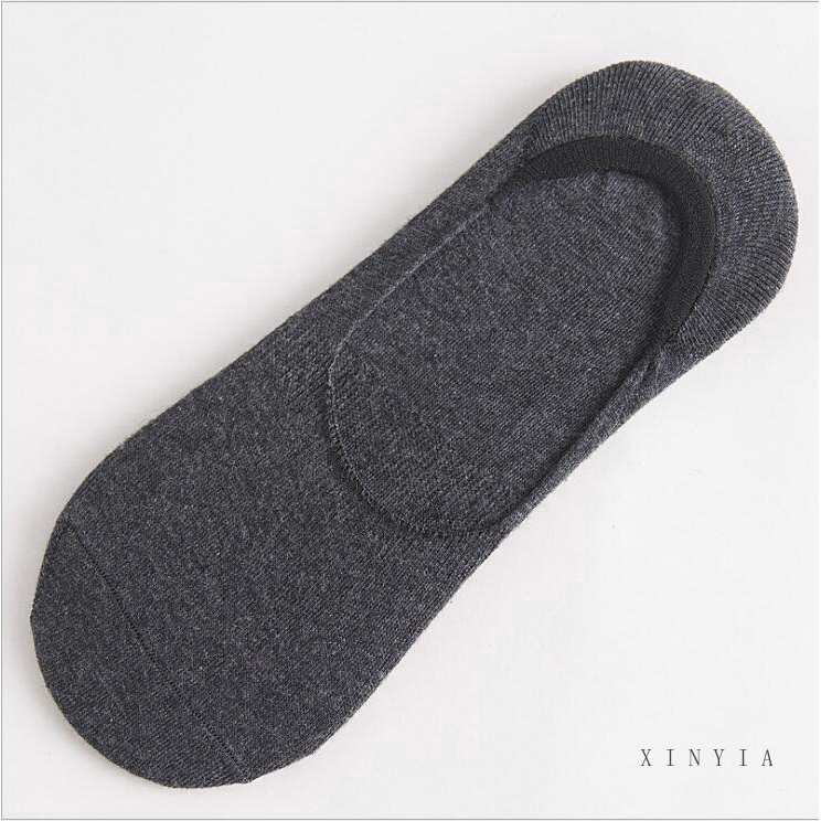 Vớ cotton không trượt phối silicone màu trơn cổ nông cho nam