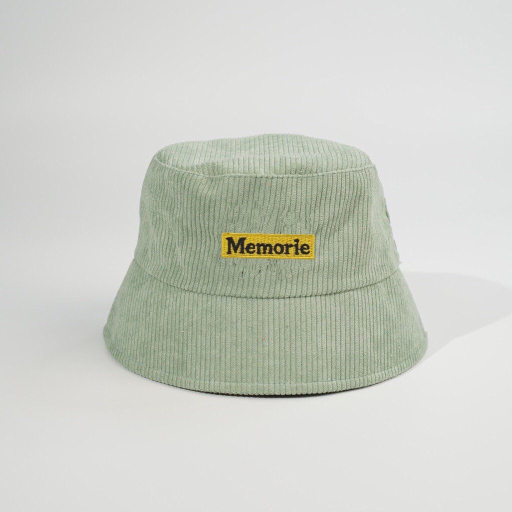 Mũ bucket vành cụp nón tai bèo chất nhung tăm thêu chữ Memorie cao cấp unisex nam nữ phong cách Hàn Quốc - Hazis Store