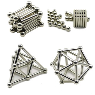 Bộ 27 thanh nam châm và 36 viên bi nam châm ghép khối 3D sáng tạo