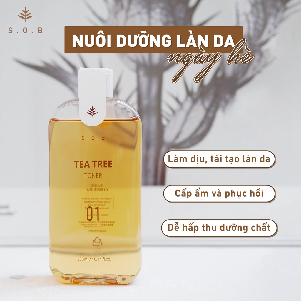 Nước Cân Bằng Ngừa Mụn S.O.B Tea Tree Toner 300ml cấp ẩm dịu da