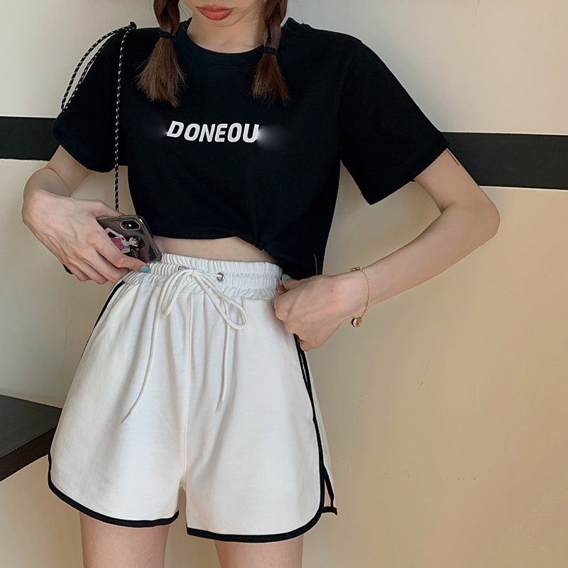 Quần short thể thao IELGY lưng cao ống rộng thời trang mùa hè cho nữ