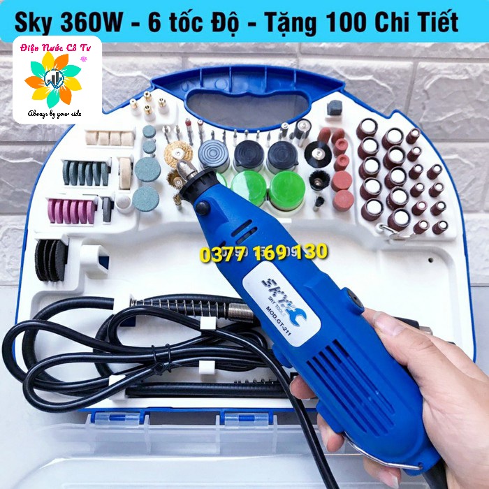 Bộ Máy Khoan Mài Cắt Khắc Cầm Tay Đa Năng SKY 360W Tặng 100 chi tiết phụ kiện chính hãng