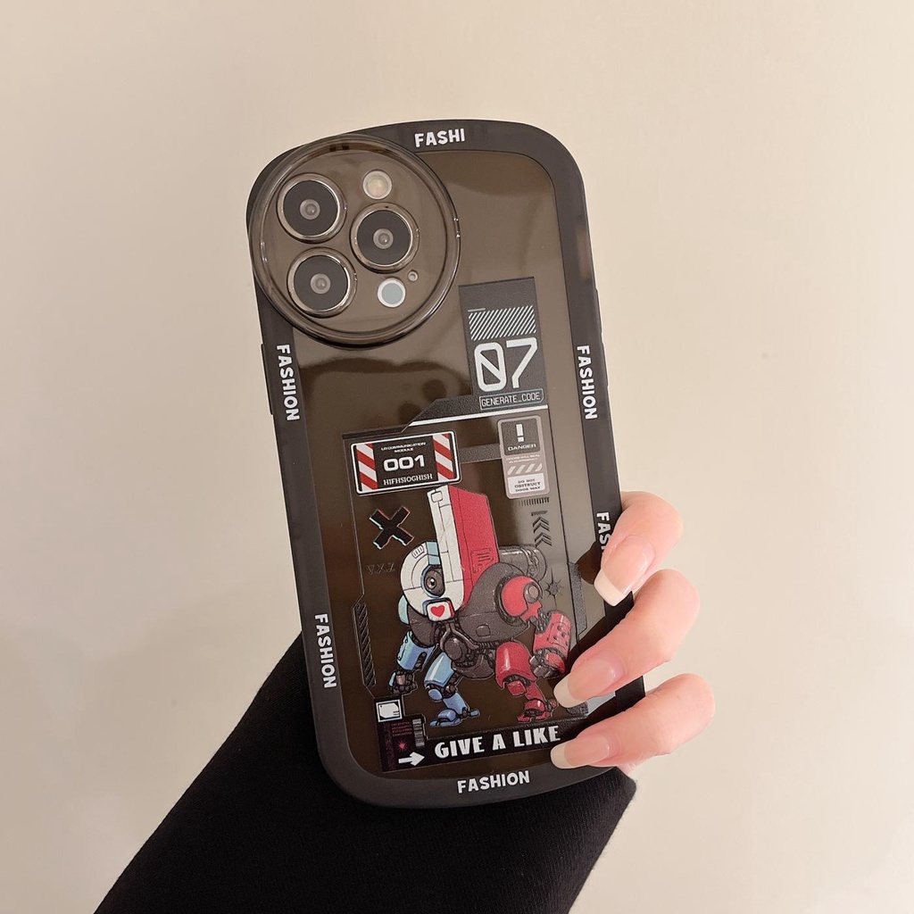 Ốp Điện Thoại Tpu Dẻo Trong Suốt Họa Tiết Robot Thời Trang Cho iPhone 13 12 mini 11 Pro xs max xr 7 / 8plus