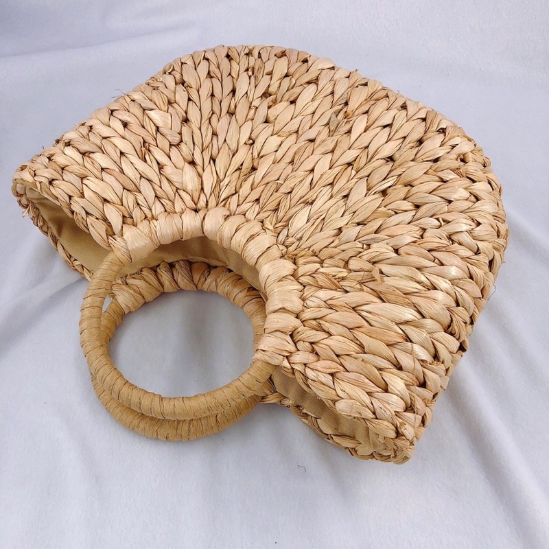 Túi cói lục bình bán nguyệt cầm tay xin xắn (SG10)