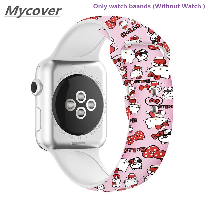 Dây Đeo Silicon In Hình Hello Kitty Cho Đồng Hồ Thông Minh Apple Watch Series 6 SE 5 4 3 2 1 38 42 40 44mm