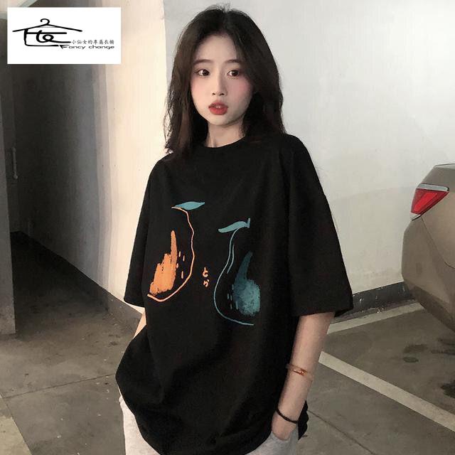 Áo Thun Tay Ngắn Cổ Tròn Màu Đen Phong Cách Nhật Bản Thời Trang Mùa Hè Cho Nữ