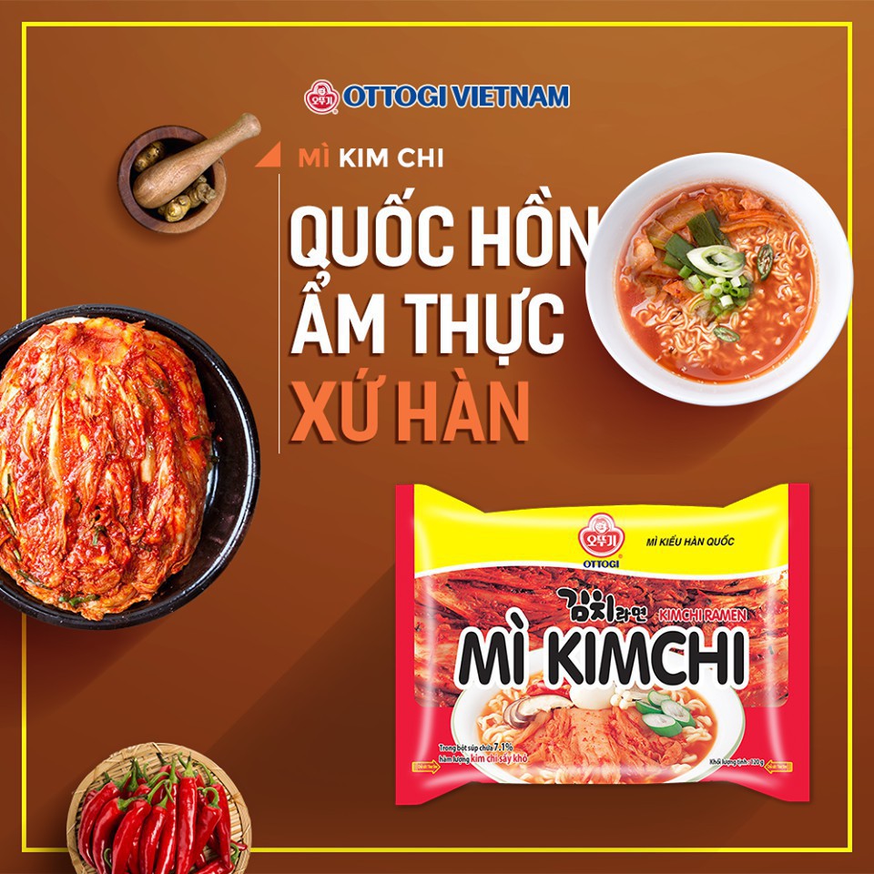 Lốc 8 gói mì kimchi Ottogi gói 120g