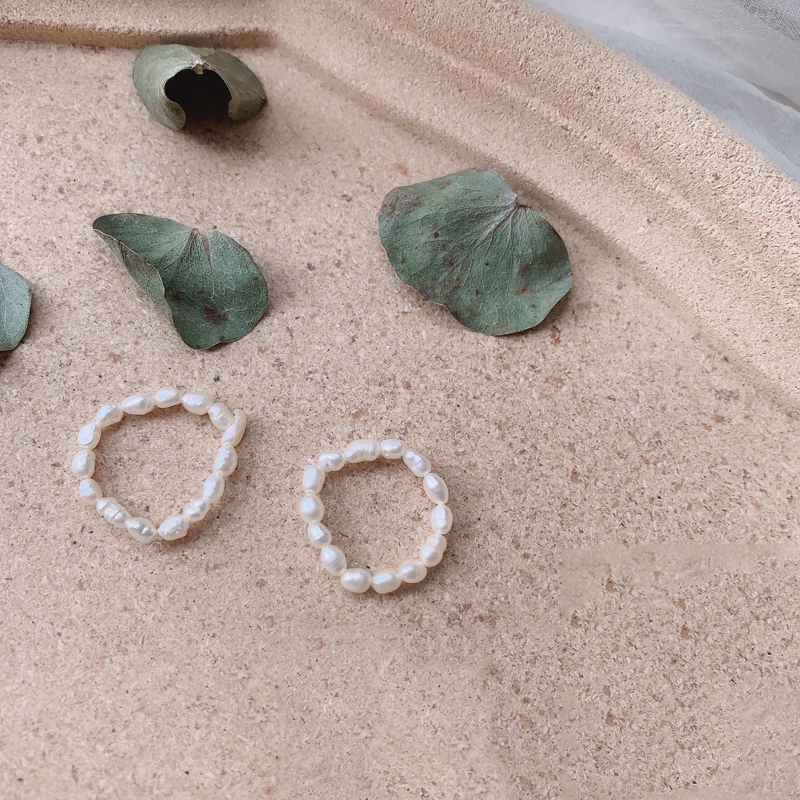 Nhẫn xỏ hạt đá ngọc trai giả phong cách thời trang Hàn dành cho nữ