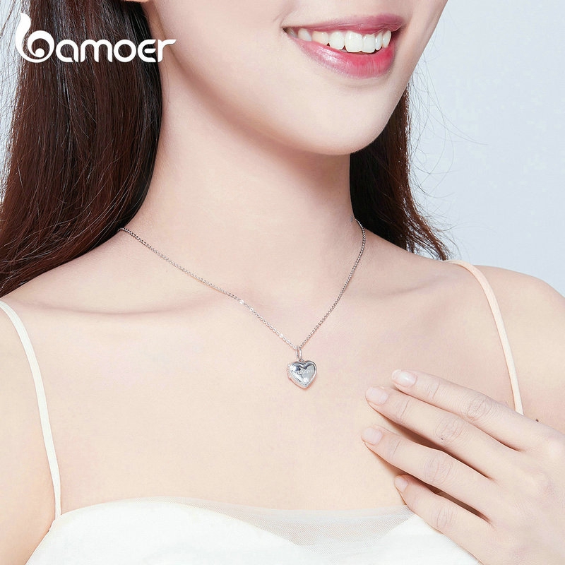 Mặt trang sức BAMOER BSC102 trang trí vòng đeo tay/ vòng cổ kiểu trái tim độc đáo DIY