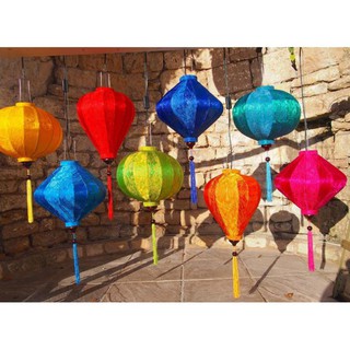 Đèn lồng hội an vải phi 3d in hoa văn