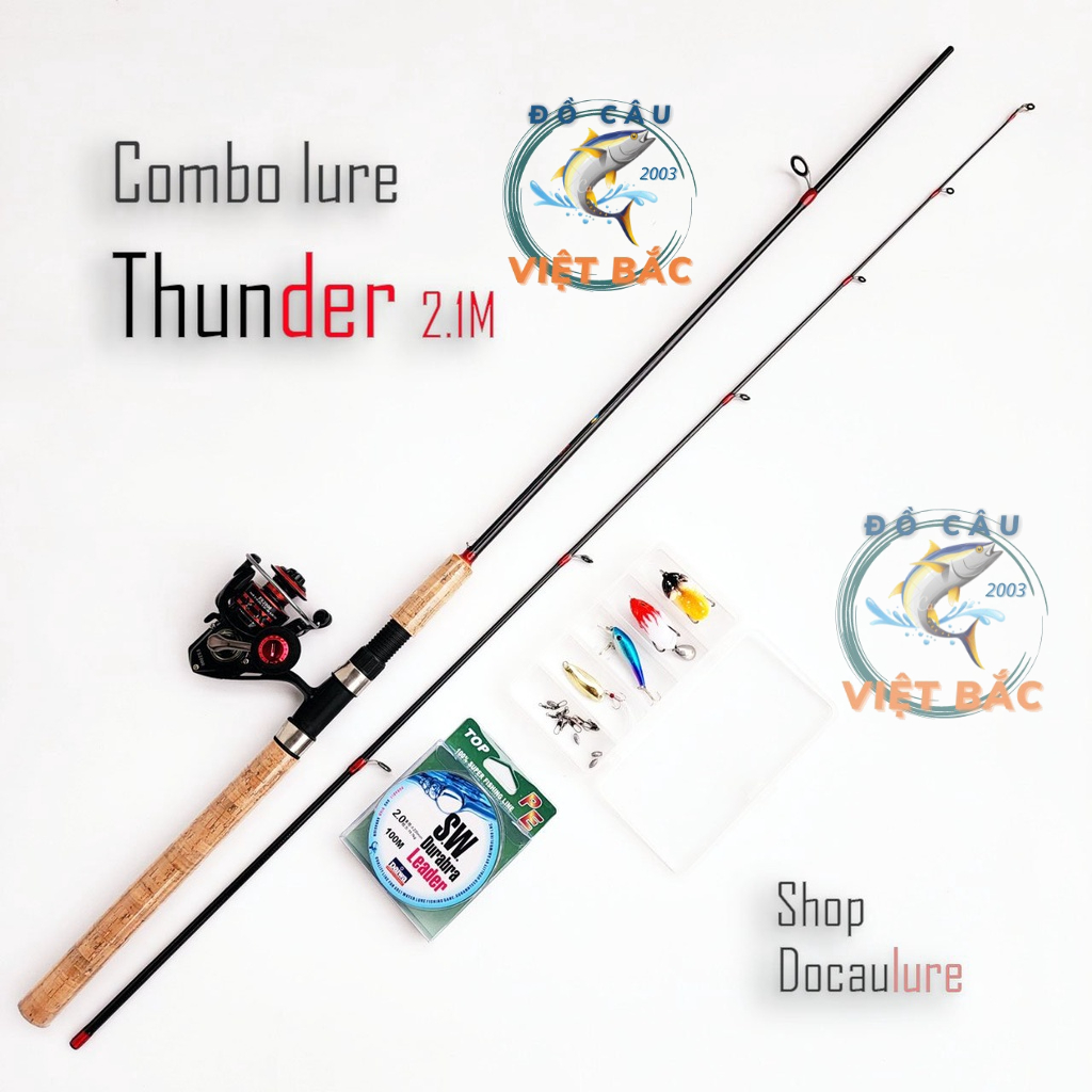 Bộ cần câu lure Thunder máy đứng Deukio FS2000 tặng bộ mồi câu