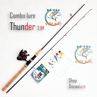 Bộ cần câu lure Thunder máy đứng Deukio FS2000 tặng bộ mồi câu
