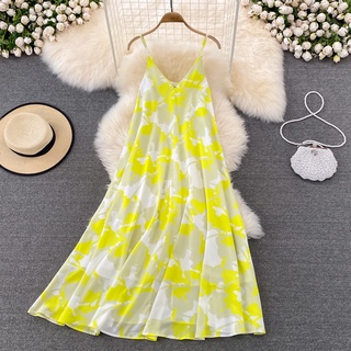 Váy maxi đi biển  LUHAZO dự tiệc dáng dài xòe hở lưng cổ yếm kiểu Hàn Quốc thiết kế sang chảnh thời Trang S2T5-