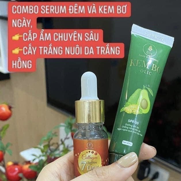 Bộ Đôi Tái Sinh Làn Da Olic- Kem Bơ Olic Và Serum Collagen saffron 7day
