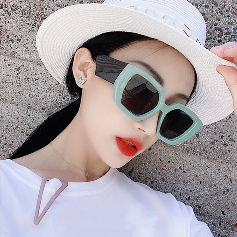 (KIQI-FASHION) COD Kính Mát Gọng Vuông Lớn Chống Tia Uv400 Thời Trang Cho Nam Và Nữ