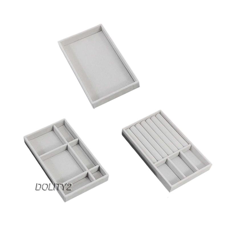 [Dolity2] Set 3 Khay Trưng Bày Trang Sức / Đồng Hồ / Ngăn Kéo Bằng Vải Flannel Cho Nữ