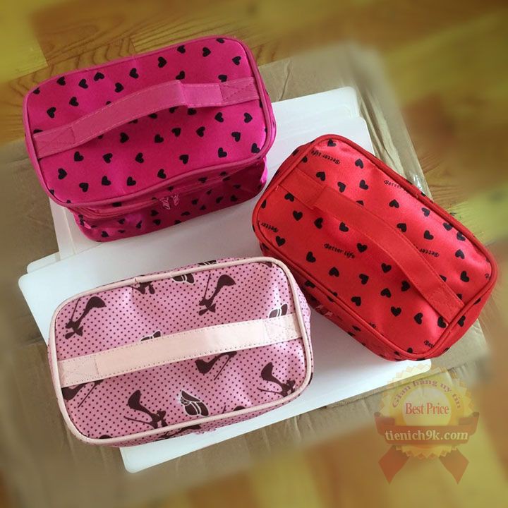 Túi đựng mỹ phẩm du lịch ngăn to để đồ trang điểm makeup SOIGNE vải Oxford