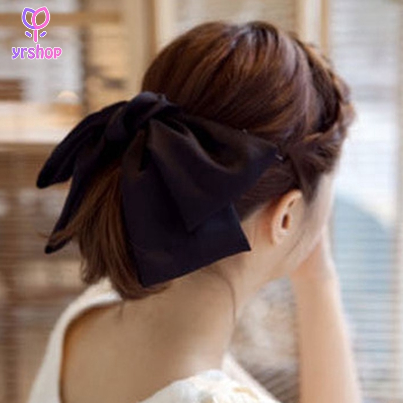 Kẹp tóc nơ to xinh xắn vải satin làm đẹp tóc cho nữ