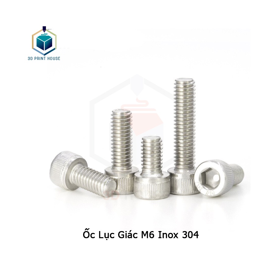 Ốc - Bulong Lục Giác Inox 304 M6  - Dùng Lục Lăng 5