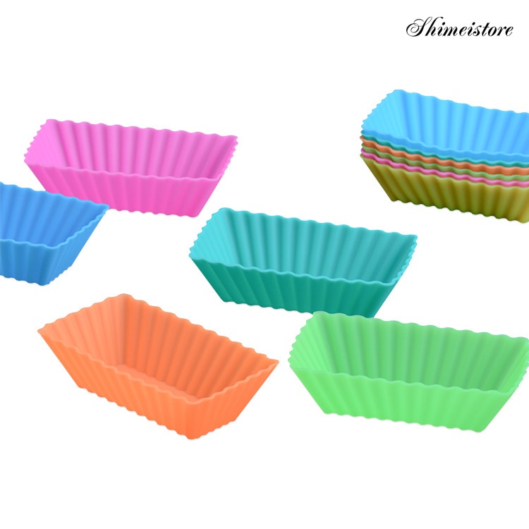 [BG5] 12 Cốc Làm Bánh Thạch Bằng Silicone Hình Chữ Nhật Có Thể Phân Hủy