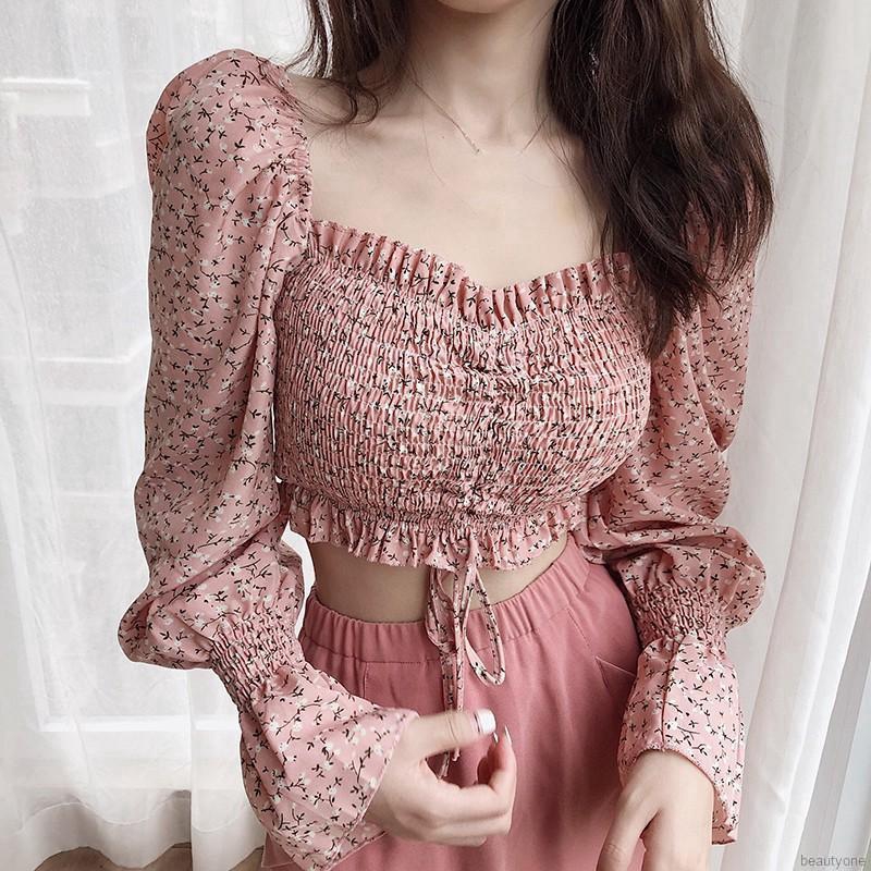 Áo Croptop Chất Chiffon Hoạ Tiết Hoa Nữ Tính | BigBuy360 - bigbuy360.vn