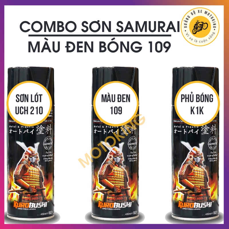 Combo sơn samurai đen bóng 109 gồm 3 chai chuẩn quy trình độ bền cao UCH210 - 109 - K1K