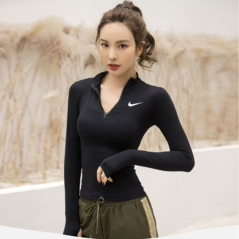 NK Yoga Cool Dry Compression Top Áo Thun Thể Thao Dài Tay Thấm Hút Mồ Hôi Tốt Cho Nữ