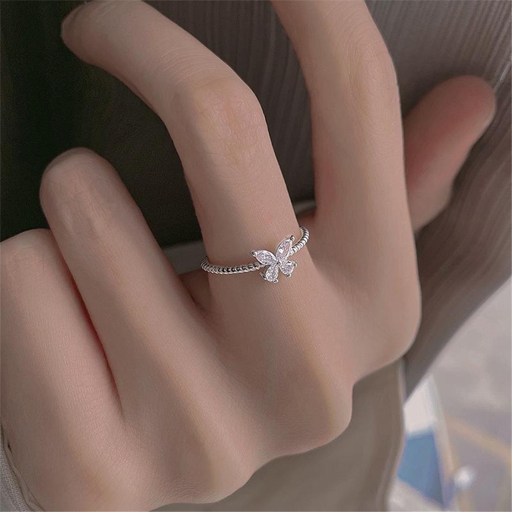 Nhẫn Hình Bướm Đính Kim Cương S925 Thời Trang Cho NữYanqueens Quà tặng trang sức