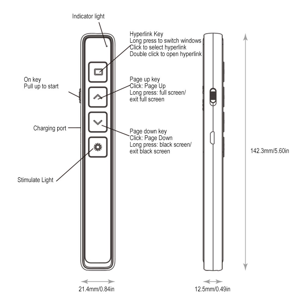 Bút Laser Trình Chiếu Điều Khiển Từ Xa Có Thể Sạc Lại Cho Laptop / Máy Chiếu