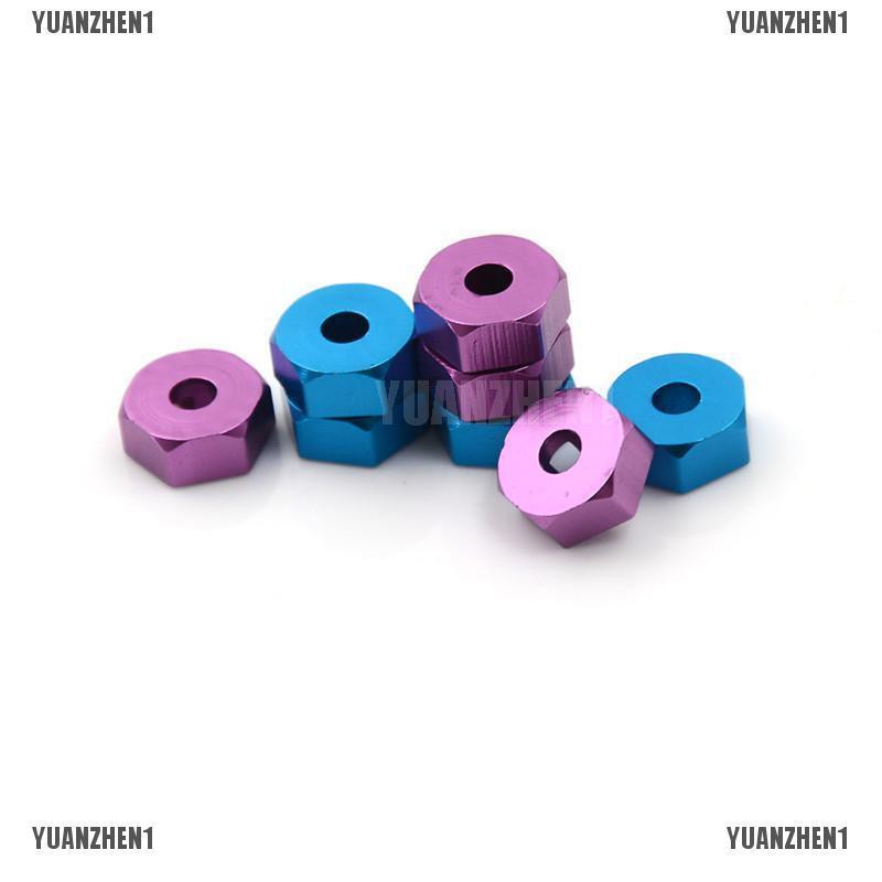 Set 4 Đai Ốc Lục Giác Bằng Nhôm 12MM Kèm Trục Bánh Xe Điều Khiển HSP Tỉ Lệ 1 / 10