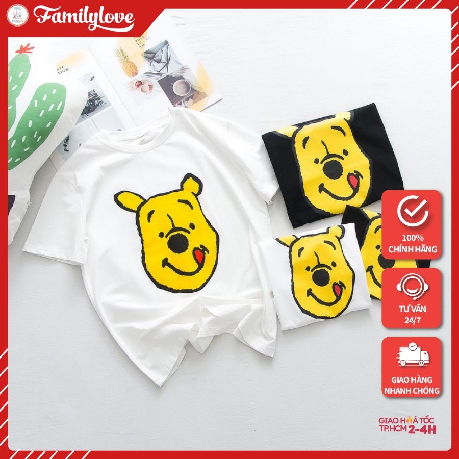 Áo gia đình Familylove - đồ gia đình Gấu Pooh thun cotton 100 bốn chiều co giãn form rộng