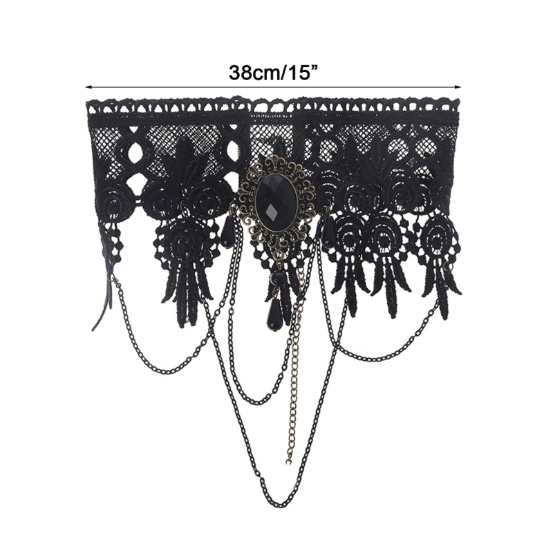 Vòng Cổ Choker Ren Màu Đen Thêu Họa Tiết Phong Cách Gothic Cho Nữ
