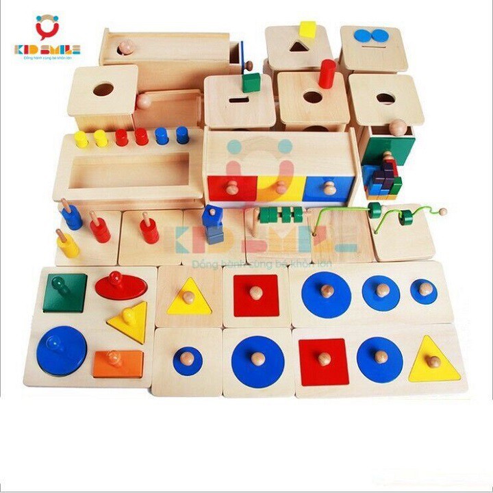 Bộ Giáo Cụ Montessori - 8 Món - Đồ Chơi Giáo Dục Gỗ An Toàn Cho Bé