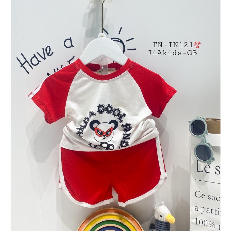 [Bé 0-6 tuổi] Bộ Cộc Tay Cổ Tròn Minky Mom Vải Thun Lạnh Phối Sọc Vai Cho Bé Trai, Bé Gái Từ 8-27 kg - Mã: TN-IN121