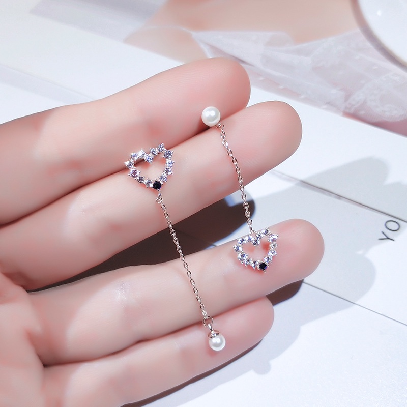 [Jiuduolan] Bông Tai Bạc Dáng Dài Đính Ngọc Trai Hình Trái Tim Thanh Lịch Thời Trang Cho Nữ