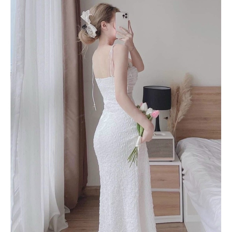 Set Váy Nữ,đầm 2 Dây Xôp Kèm Áo Khoác Thiết Kế Dáng Dài Midi Tiểu Thư Dự Tiệc Đi Biển Sang Chảnh Thời Trang [xm Minh