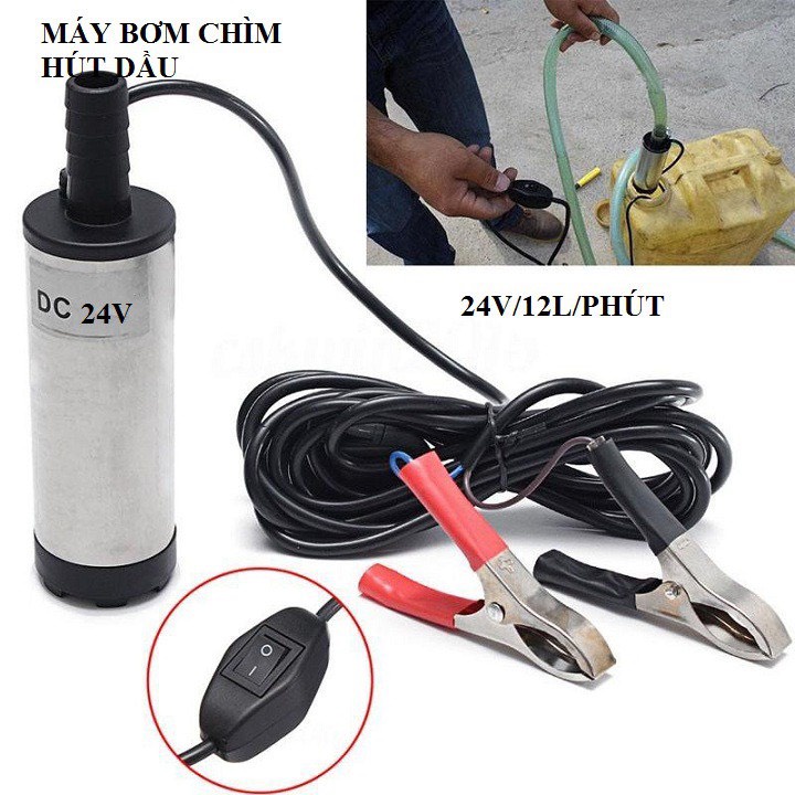 Máy bơm chìm mini, bơm dầu, bơm nước điện áp 12v và 24v