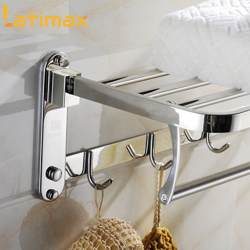 [Mã BMBAU50 giảm 7% đơn 99K] Giá Treo Khăn Tắm kèm móc treo đồ 2 Tầng Latimax Inox 304 Cao Cấp