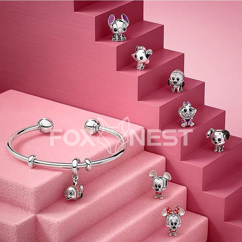 Hạt Charm Mạ Bạc S925 Hình Mickey Minnie / Alice Ở Xứ Sở Thần Tiên / Cinderella Dùng Làm Trang Sức DIY