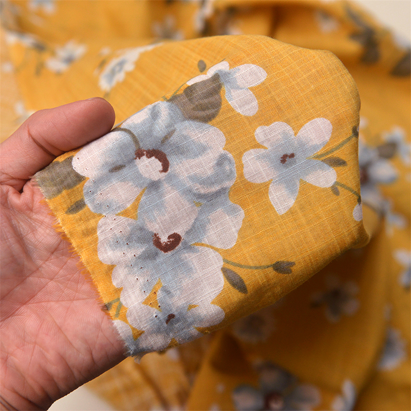 Vải họa tiết cây và hoa lá chất liệu nhung cotton dùng may áo sơ mi / áo khoác quần tây/ trang phục trẻ em cho mùa hè