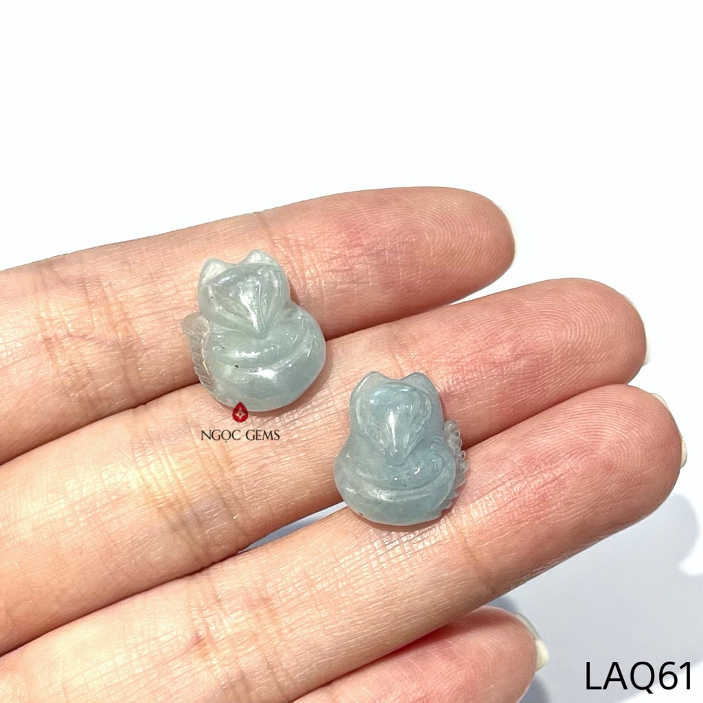 Ngọc Gems - Mặt Hồ Ly Đá Aquamarine